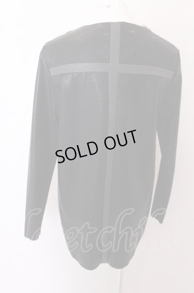 画像2: 【SALE】NO ID. BLACK カットソー.シンセティックレザー切替ルーズPOプルオーバー /ブラック/2 O-22-12-28-044-NO-to-YM-ZT-ML012