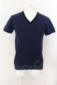 画像1: 【セール】FUGA / 総柄ニットVネックTシャツ 46 ブルー O-24-05-19-025-FU-ts-YM-ZT269 (1)