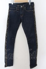 Roen Jeans / サイドレオパードラインデニムスキニーパンツ 28 インディゴ O-24-06-06-051-Ro-pa-YM-ZT390