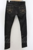 画像2: Roen Jeans / ブラックスワロフスキースカルサイドレオパードラインデニムスキニーパンツ 28 ブラック O-24-06-06-052-Ro-pa-YM-ZT390 (2)