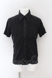 TORNADO MART / ストレッチクインクル半袖カットシャツ  ブラック O-24-06-17-037-TO-sh-YM-OS