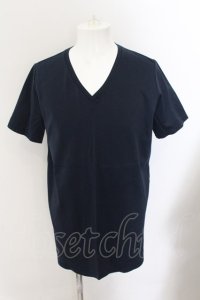 NO ID. / CパールヴァティシルケットスムースVネックTシャツ 2 ネイビー O-24-10-24-057-NO-ts-YM-ZT316