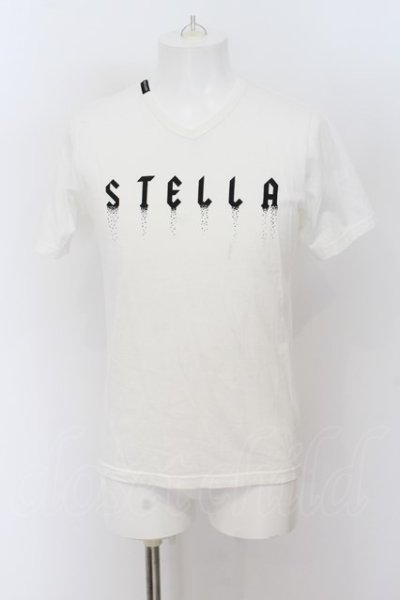 画像1: BUFFALO BOBS / STELLAラメプリントVネックTシャツ 1-2 ホワイト O-24-07-26-046-BU-ts-YM-ZT109