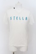 BUFFALO BOBS / STELLAラメプリントVネックTシャツ 1-2 ホワイトｘブルー O-24-07-26-047-BU-ts-YM-OS