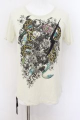 KMRii / Flower Snake Tシャツ 3 ライム O-24-07-29-012-KM-ts-YM-ZT400