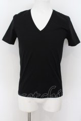 NO ID. / スムースVネックTシャツ 1 ブラック O-24-08-11-003-NO-ts-YM-ZT064