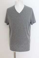 NO ID. / シルケットスムースVネックTシャツ 1 グレー O-24-08-14-005-NO-ts-YM-ZT103