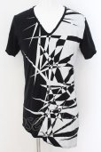 画像1: CIVARIZE / ジオメトリック総柄変形ロングTシャツ 46 ブラックｘホワイト O-24-08-21-003-CI-ts-YM-OS (1)