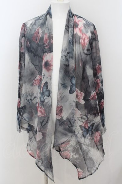 画像1: CIVARIZE / シースルー花柄シフォントッパーカーディガン 46 ブラック O-24-08-29-011-CI-to-YM-OS