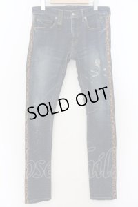 Roen Jeans / レオパードラインペインティングスキニーデニムパンツ 30 インディゴ O-24-08-29-100-Ro-pa-YM-ZT252