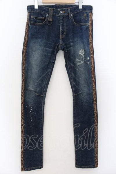 画像1: Roen Jeans / レオパードラインペインティングスキニーデニムパンツ 30 インディゴ O-24-08-29-100-Ro-pa-YM-ZT252