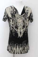 CIVARIZE / 掠れプリントドレープネックTシャツ 46 ブラック O-24-08-29-027-CI-ts-YM-OS