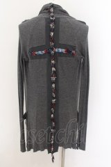 【WINTERセール】LGB / BACK CROSS FEATHER/CARDI-1　カーディガン 0 グレー O-24-09-02-082-LG-to-YM-ZT380