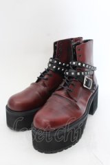 【WINTERセール】CIVARIZE / Add ラップスタッズ厚底ブーツ 42（26cm前後） ワイン O-24-09-29-091-CI-sho-YM-ZT256