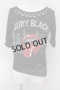 JURY BLACK / デビルリップダメージ六部袖カットソー 1 ブラック O-24-10-10-082-JU-to-YM-OS