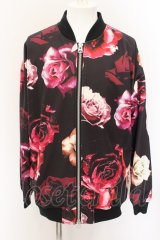 【WINTERセール】CIVARIZE / 薔薇柄ブルゾンジャケット 46 ブラックｘレッド O-24-10-11-031-CI-ou-YM-ZS