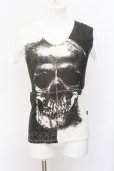 画像1: CIVARIZE / Hate スカルバイカラーTシャツ 44 ホワイト O-24-10-11-045-CI-ts-YM-ZT378 (1)