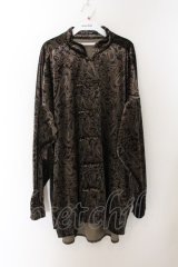 【WINTERセール】NO ID. BLACK / ベロアプリントチャイナBIGシャツ ONE ブラックｘゴールド O-24-10-11-076-NO-sh-YM-ZT159