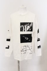 【WINTERセール】NO ID. BLACK / LandscapeプリントBIGプルオーバーカットソー ONE ホワイト O-24-10-11-095-NO-ts-YM-ZT180