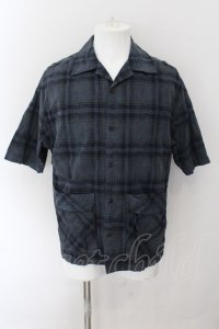 PROPA9ANDA / EGO TRIPPING コラボ BACK PRINT CHECK SHIRT 開襟シャツ 46 ネイビー O-24-10-17-076-PR-sh-YM-OS