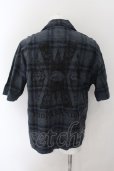 画像2: PROPA9ANDA / EGO TRIPPING コラボ BACK PRINT CHECK SHIRT 開襟シャツ 46 ネイビー O-24-10-17-076-PR-sh-YM-OS (2)