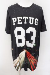 PUBLIC EYES / 総柄グラフィックビッグシルエットカットソー M ブラック O-24-10-17-011-PU-ts-YM-OS