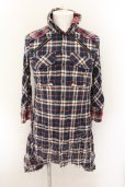 画像1: LGB / SHIRT-G/DRESS　七部袖シャツワンピース 0（レディース） ネイビーｘレッド O-24-10-29-065-LG-sh-YM-OS (1)