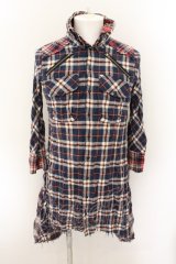 LGB / SHIRT-G/DRESS　七部袖シャツワンピース 0（レディース） ネイビーｘレッド O-24-10-29-065-LG-sh-YM-ZT167