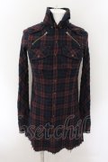 LGB / SHIRT-G/MID ミディロングシャツ 0（レディース） ネイビーｘワイン O-24-10-29-066-LG-sh-YM-OS