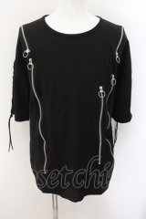 CIVARIZE / レースアップZIPデザインビッグTシャツ F ブラック O-24-10-29-026-CI-ts-YM-OS