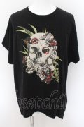 JURY BLACK / ボタニカルスカルイレヘムBIG Tシャツ  ブラック O-24-10-29-028-JU-ts-YM-OS