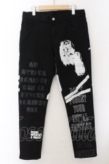 SWITCHBLADE / GRAPHIC PRINT DENIM パンツ L ブラック O-24-11-22-027-SW-pa-YM-ZT007