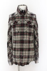 LGB / SHIRT-G/M リネン混ウールチェックシャツ【メンズ1】 1 ブラックｘアイボリーｘレッド O-24-12-26-117-LG-sh-YM-OS