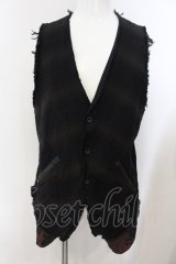 LGB / VEST/M カットオフロングベスト 【メンズ4】 4 ブラックｘレッド O-24-12-29-012-LG-to-YM-ZT142