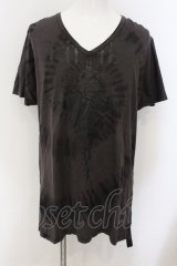 kiryuyrik /  Dolman Sleeve V-T タイダイ Tシャツ S チャコール系 O-25-01-09-034-ki-ts-YM-ZT0112-B