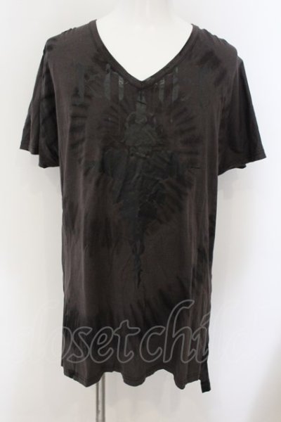 画像1: kiryuyrik /  Dolman Sleeve V-T タイダイ Tシャツ S チャコール系 O-25-01-09-034-ki-ts-YM-ZT0112-B