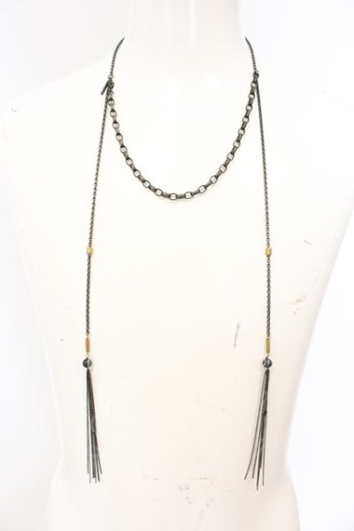 画像1: S'YTE / W-TASSEL CHAIN AGATE ネックレス  ブラック O-25-01-09-065-KU-ac-YM-ZT191