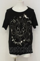 Moonage Devilment / Skull Print Big Tシャツ  ブラック O-25-01-17-009-Mo-ts-YM-ZT502