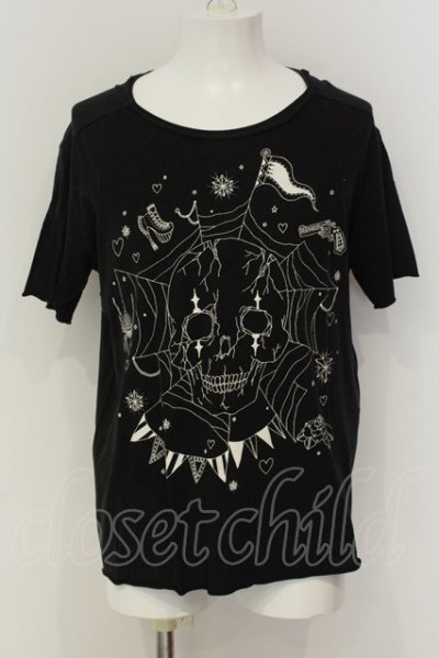 画像1: Moonage Devilment / Skull Print Big Tシャツ  ブラック O-25-01-17-009-Mo-ts-YM-ZT502