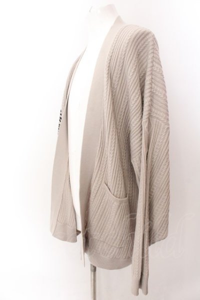 画像2: GLIMCLAP / Asymmetry pattern collar-less sweater カーディガン L ベージュ O-25-02-12-022-CL-to-YM-ZT0216