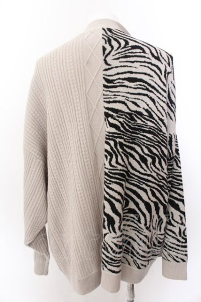 画像4: GLIMCLAP / Asymmetry pattern collar-less sweater カーディガン L ベージュ O-25-02-12-022-CL-to-YM-ZT0216