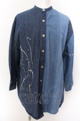 GLIMCLAP / Patchwork design & gimmick processing denim シャツ S インディゴ O-25-02-12-023-CL-sh-YM-ZT0216