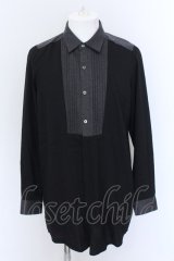 NO ID. BLACK / フロントタック切替ロングシャツ 1 ブラックｘグレー O-25-02-20-015-NO-sh-YM-OS