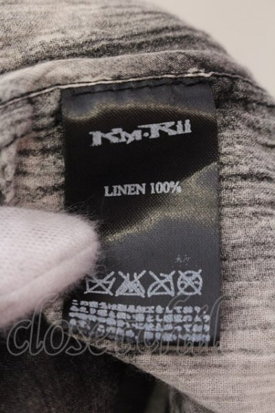 画像4: KMRii / Discharge Crepe Linen コート 2 ブラックｘホワイト O-25-02-23-031-KM-ja-YM-OS