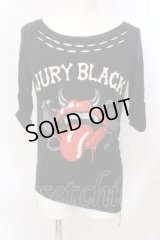 JURY BLACK / デビルリッププリント五分袖Tシャツ 1 ブラック O-25-02-23-007-JU-ts-YM-OS