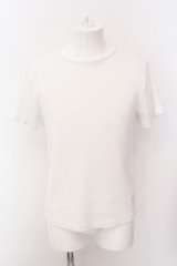 CavariA / ワッフルラウンドネックTシャツ 44 ホワイト O-25-02-24-060-Ca-ts-YM-ZT259