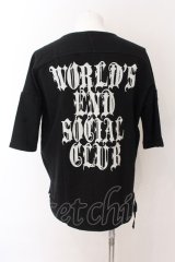 KMRii / World's End Social Club S/S SWEAT トップス F ブラック O-25-02-24-071-KM-sh-YM-ZT197