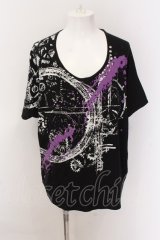 CIVARIZE / 金具装飾襟プリントワイドトップス F ブラック O-25-02-24-075-CI-ts-YM-ZT197