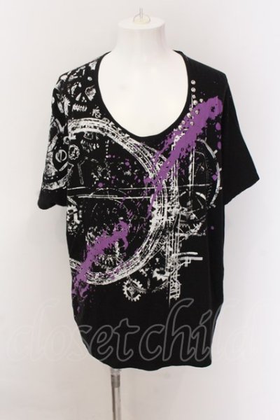 画像1: CIVARIZE / 金具装飾襟プリントワイドトップス F ブラック O-25-02-24-075-CI-ts-YM-OS