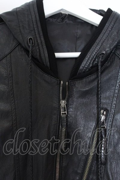 画像2: KMRii / Goat Leather Hoodie レザーパーカー 1 ブラック O-25-02-28-045-KM-ou-YM-OS